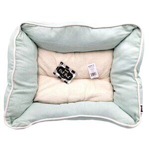 Woof Pet Bed 24" Teal/ Mint  & White   Plush Lining Polyester Fiber New with Tag